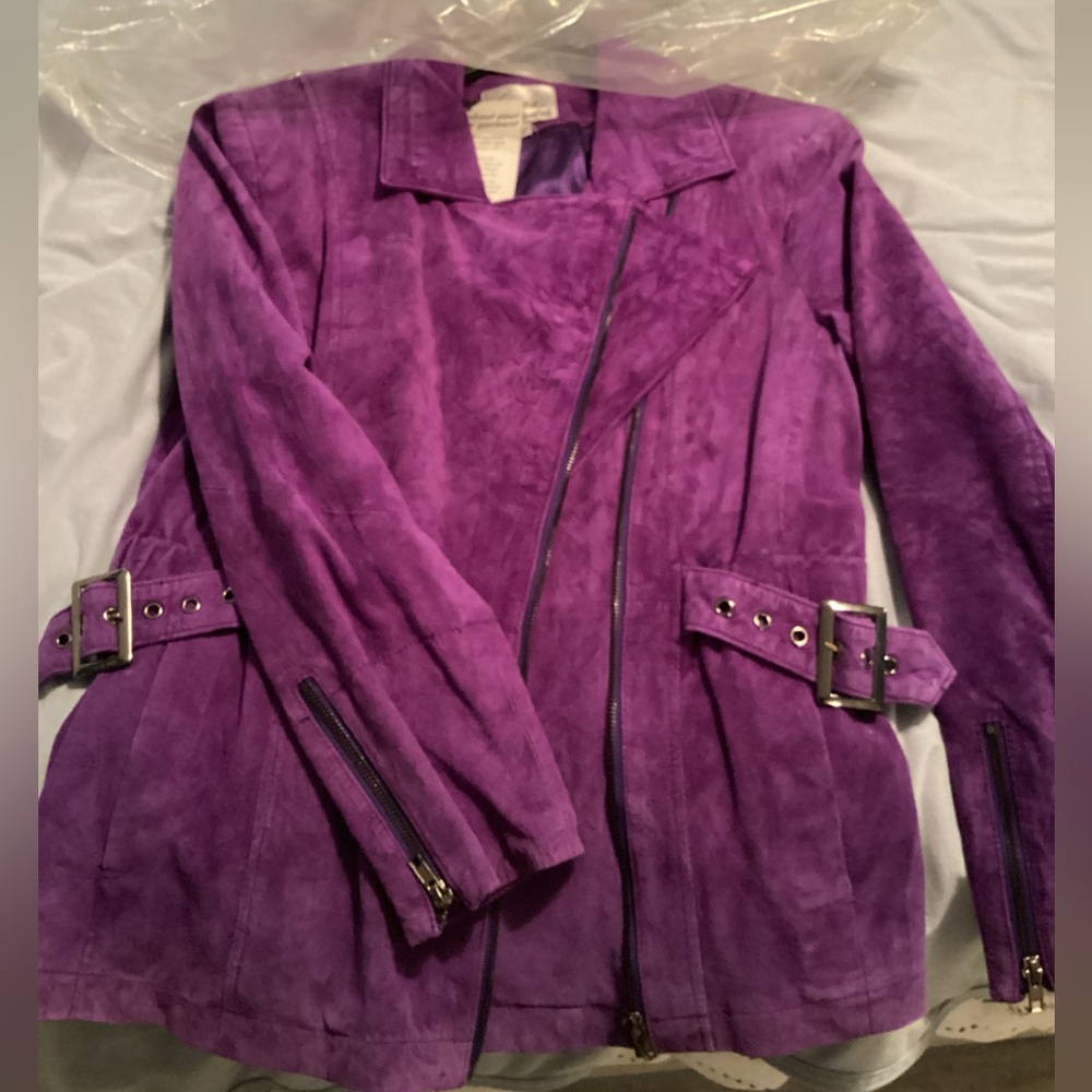 NWT! Suede Leather - Linea by Louis Dell'Olio Purple Blazer Jacket size M